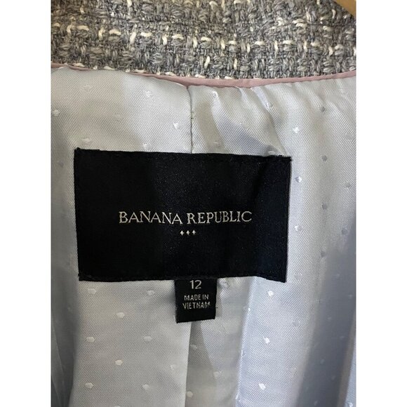 Banana Republic Women's Grey Textured Pop C Basket Weave Blazer - 12 - Picture 2 of 12